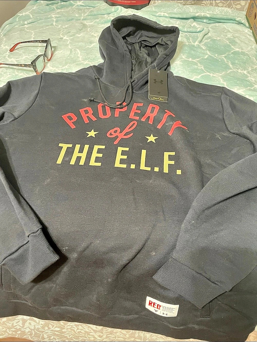 Under Armour Project Rock Red One ELF Hoodie Black & Red 2XL